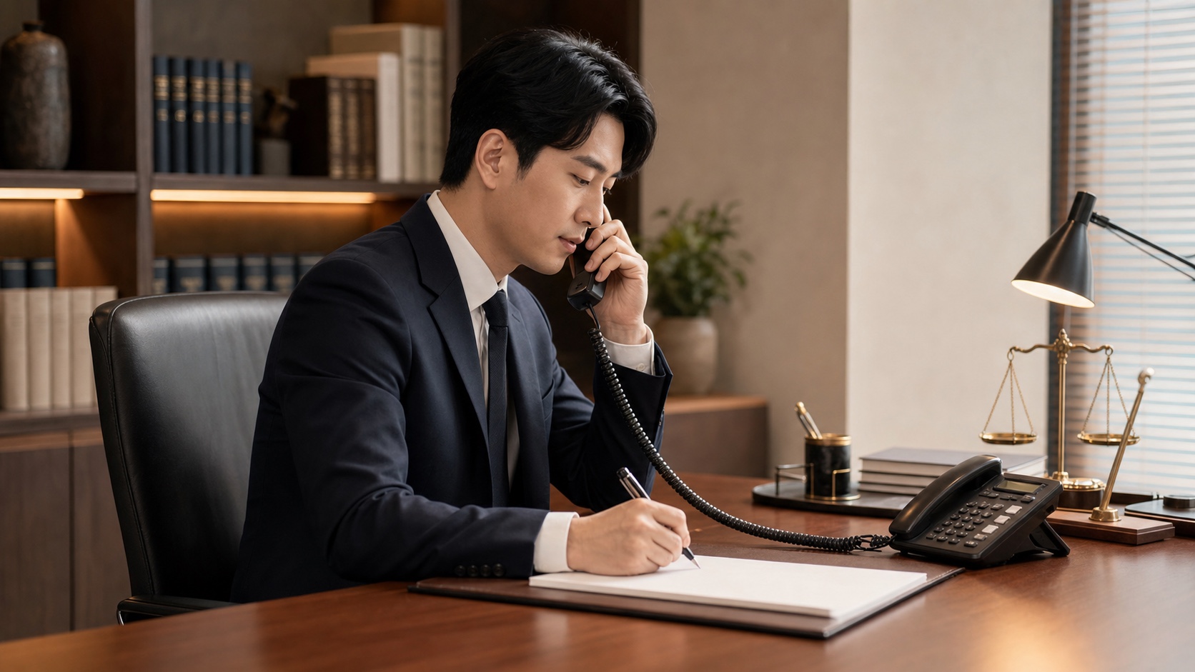 전화 상담 중인 변호사
