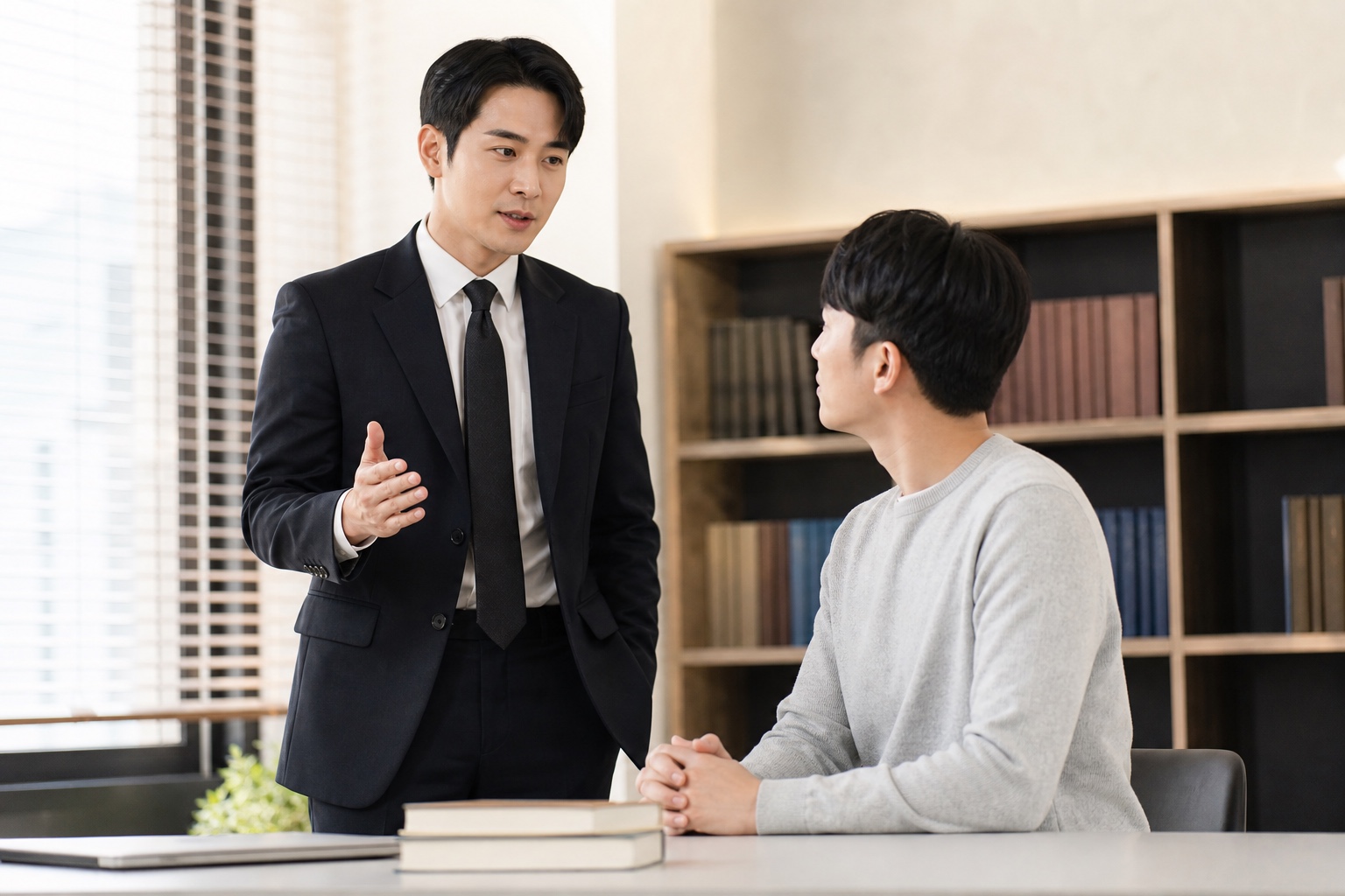 사건 설명 중인 변호사