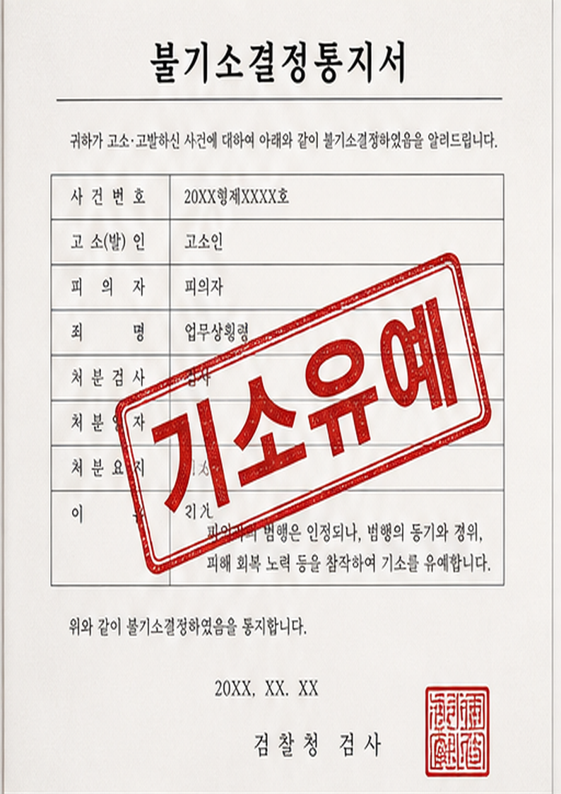 절도 사건 불기소결정통지서